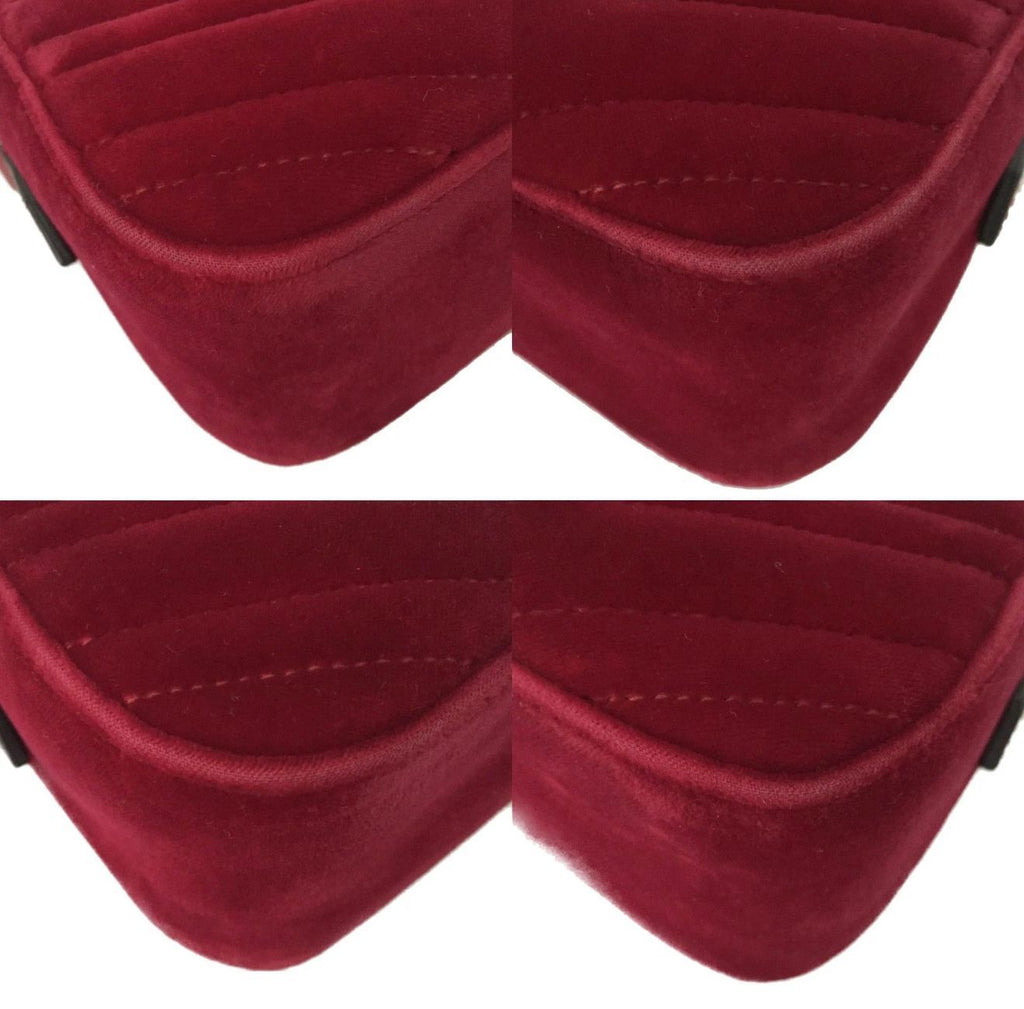 GUCCI GG Marmont Quilted Red Velvet Chain Crossbody Bag