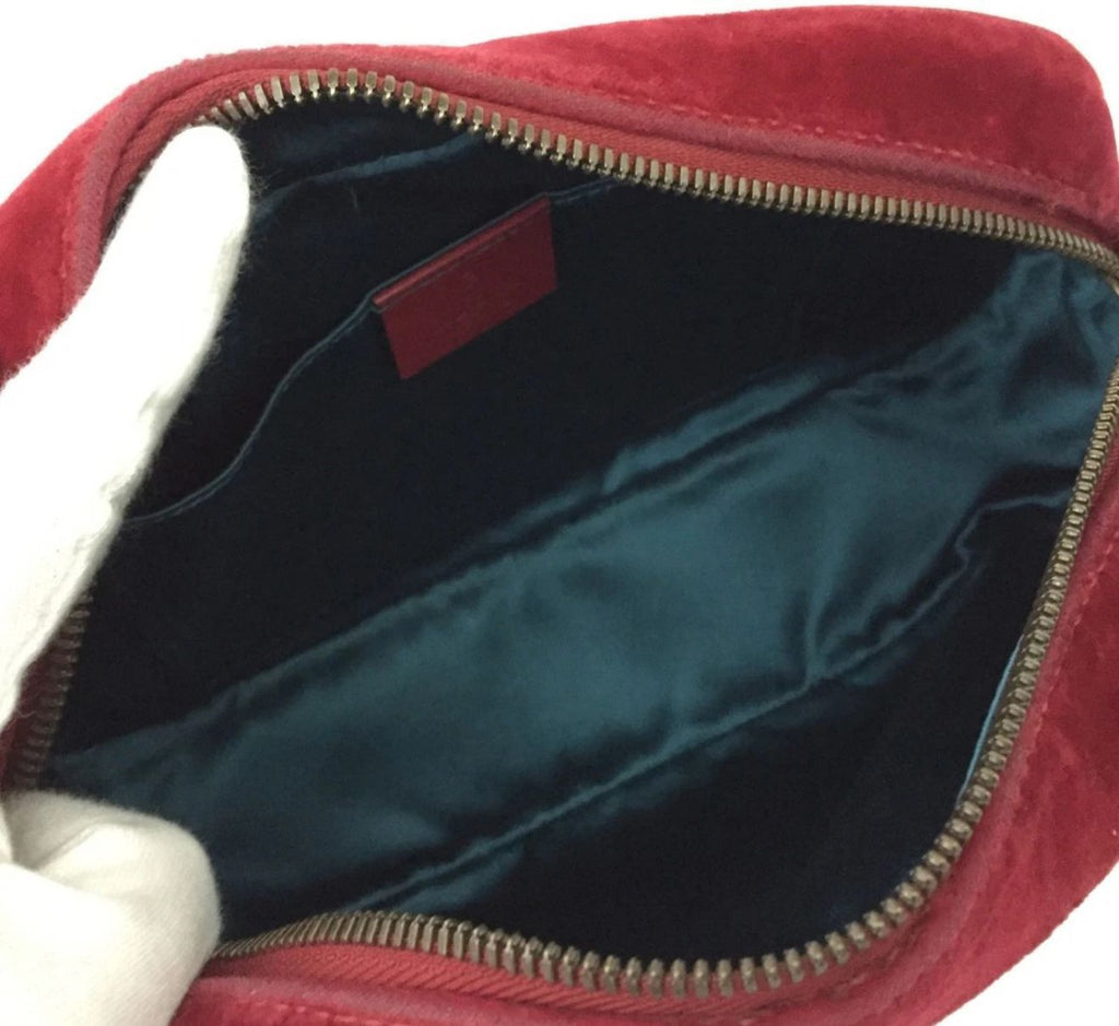 GUCCI GG Marmont Quilted Red Velvet Chain Crossbody Bag