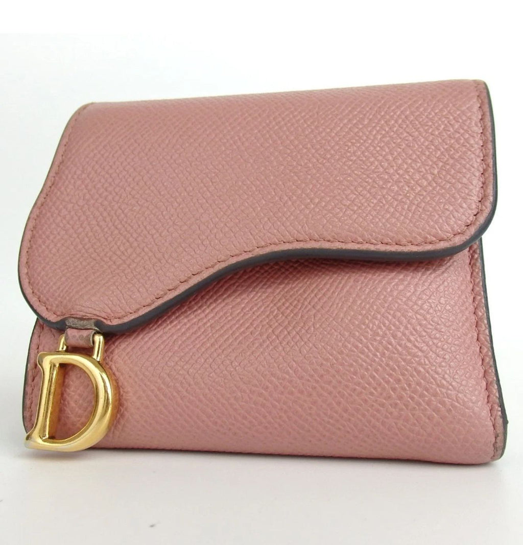 Authentic Christian Dior ADDLE Lotus Wallet Tri-fold wallet leather [Used]