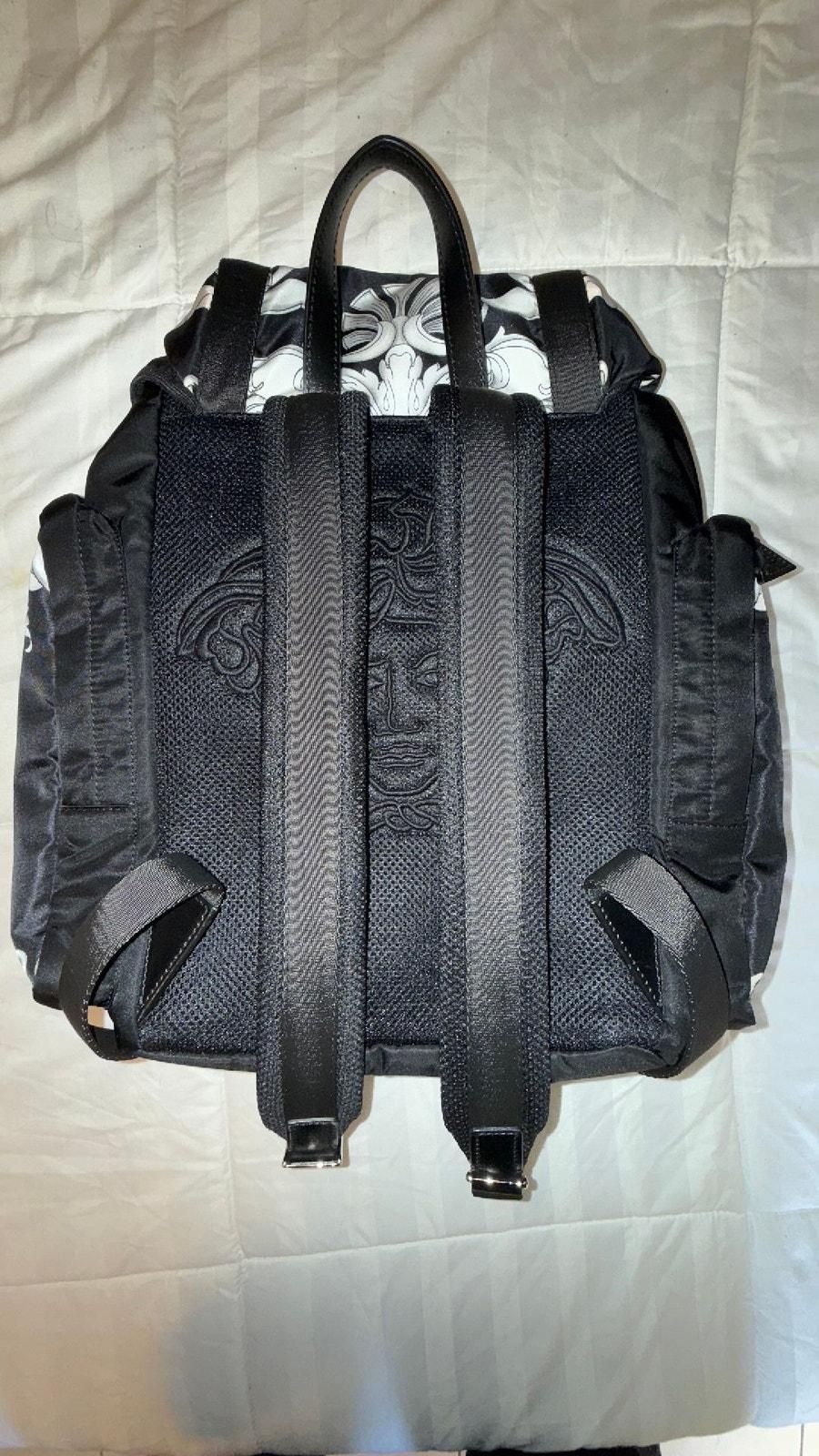 VERSACE Logo Print Backpack Black & White