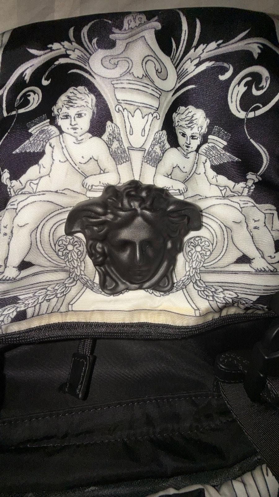 VERSACE Logo Print Backpack Black & White
